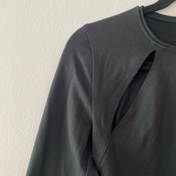 Abercrombie & Fitch Women's size Small Black Cut-Out Long Sleeve Bodysuit Top - Picture 3 of 9